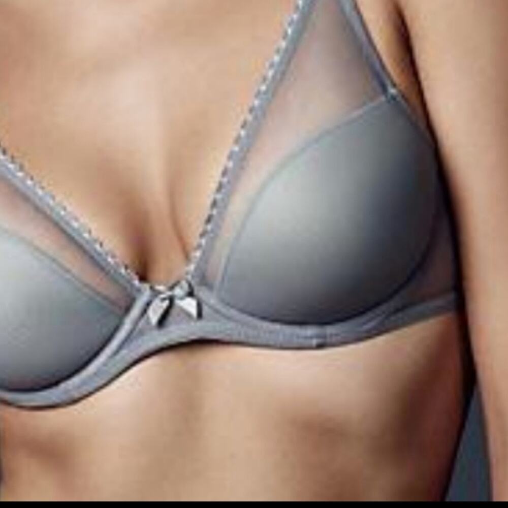 Journell Grey Plunge Bra Cutout Underwrite Sheer Bra Fairy Coquette Lilac